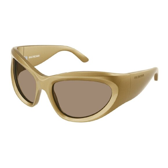 NWT BALENCIAGA SUNGLASSES, OVERSIZED UNISEX GOLD EYEWEAR BALENCIAGA - Picture 1 of 3